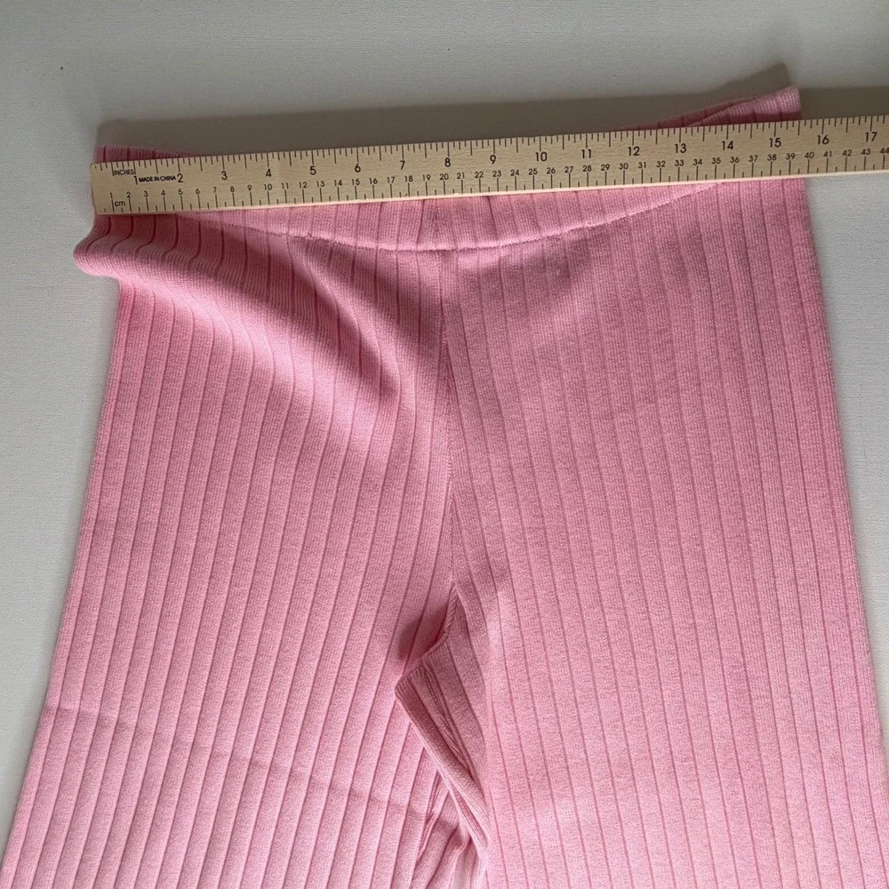 NWT Avara Wishlist Brianna Pink Ribbed Knit Pants Large Stretch Comfy‎ Lounge